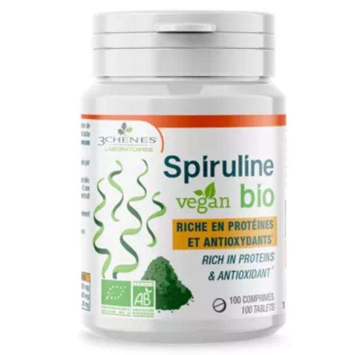 3-chenes-spiruline-vegan-bio-100-comprimes.jpg 3 CHENES SPIRULINE VEGAN BIO 100 COMPRIMES – Image 1