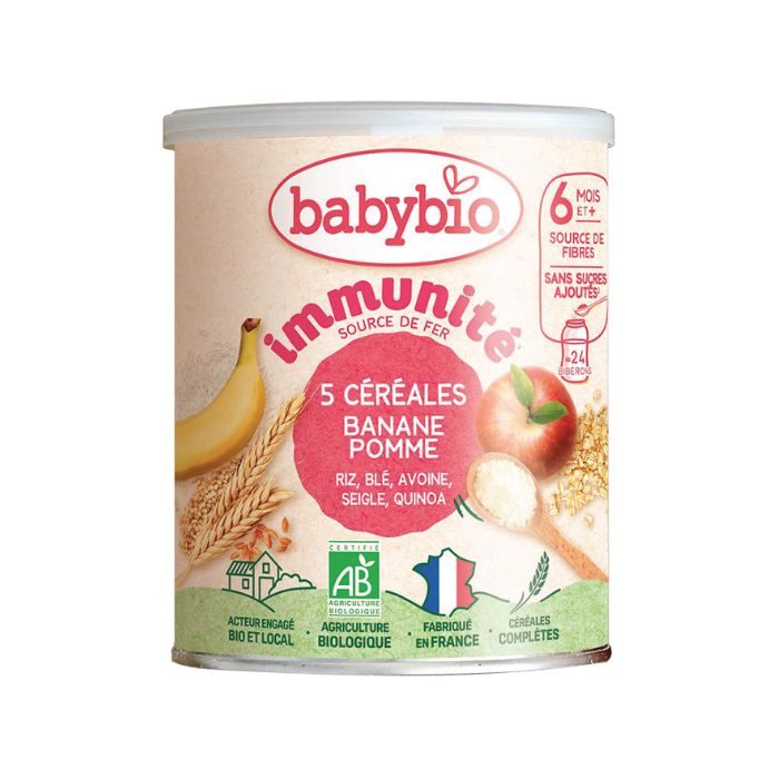 babybio-immunite-5-cereales-banane-pomme.jpg BABYBIO IMMUNITE 5 CEREALES BANANE POMME – Image 1