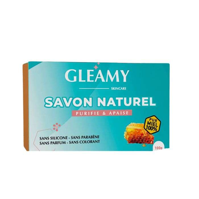 gleamy-savon-naturel-amande-et-miel-100g.jpg GLEAMY SAVON NATUREL AMANDE ET MIEL 100G – Image 1
