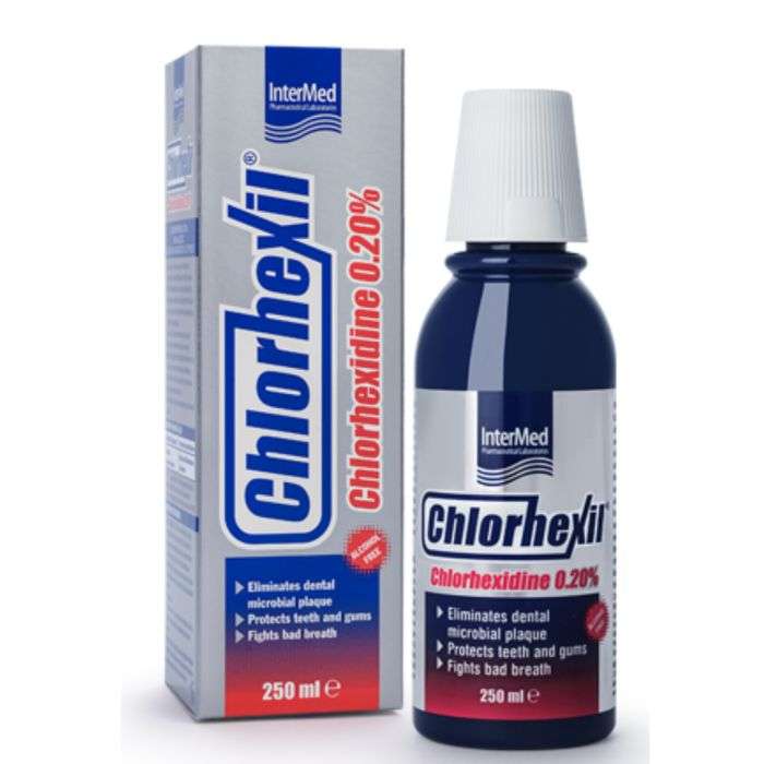 intermed-chlorhexil-020-bain-de-bouche-250-ml.jpg INTERMED CHLORHEXIL 0.20 % BAIN DE BOUCHE 250 ML – Image 1