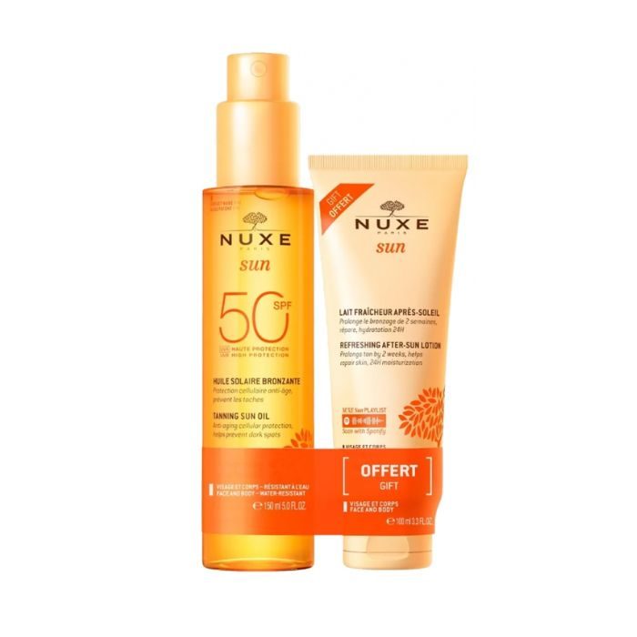 nuxe-offre-sun-huile-solaire-bronzante-150-ml-spf-50-lait-fraicheur-apres-soleil-100ml-offert.jpg NUXE OFFRE SUN HUILE SOLAIRE BRONZANTE 150 ML SPF 50 + LAIT FRAICHEUR APRES SOLEIL 100ML OFFERT – Image 1