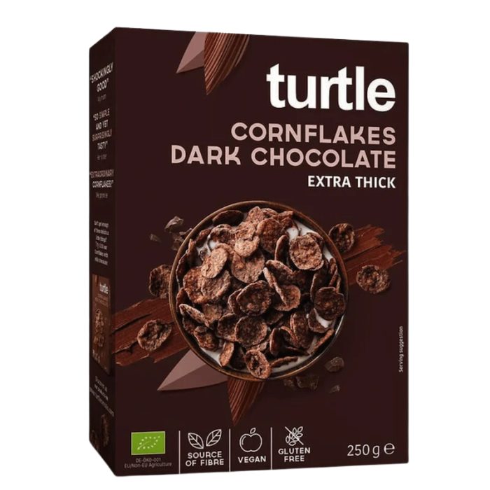 turtle-turtle-cornflakes-au-chocolat-noir-bio-sans-gluten-250-g-confiseries.jpg TURTLE CORNFLAKES AU CHOCOLAT NOIR BIO SANS GLUTEN 250 G – Image 1